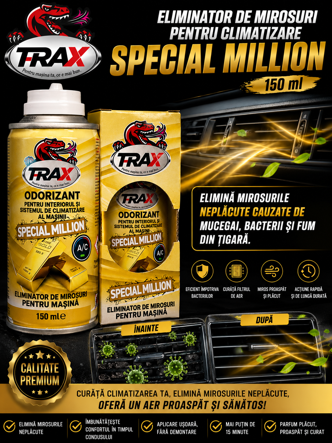 T-Rax Car-Air Special Million - Spray pentru curățarea climatizării auto