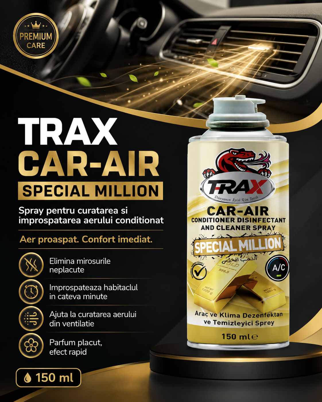 T-Rax Car-Air Special Million - Spray pentru curățarea climatizării auto