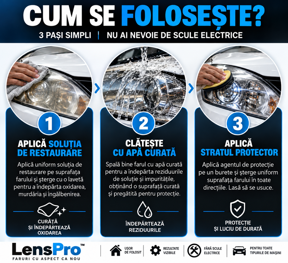 LensPro™ – Kit pentru Restaurarea Farurilor