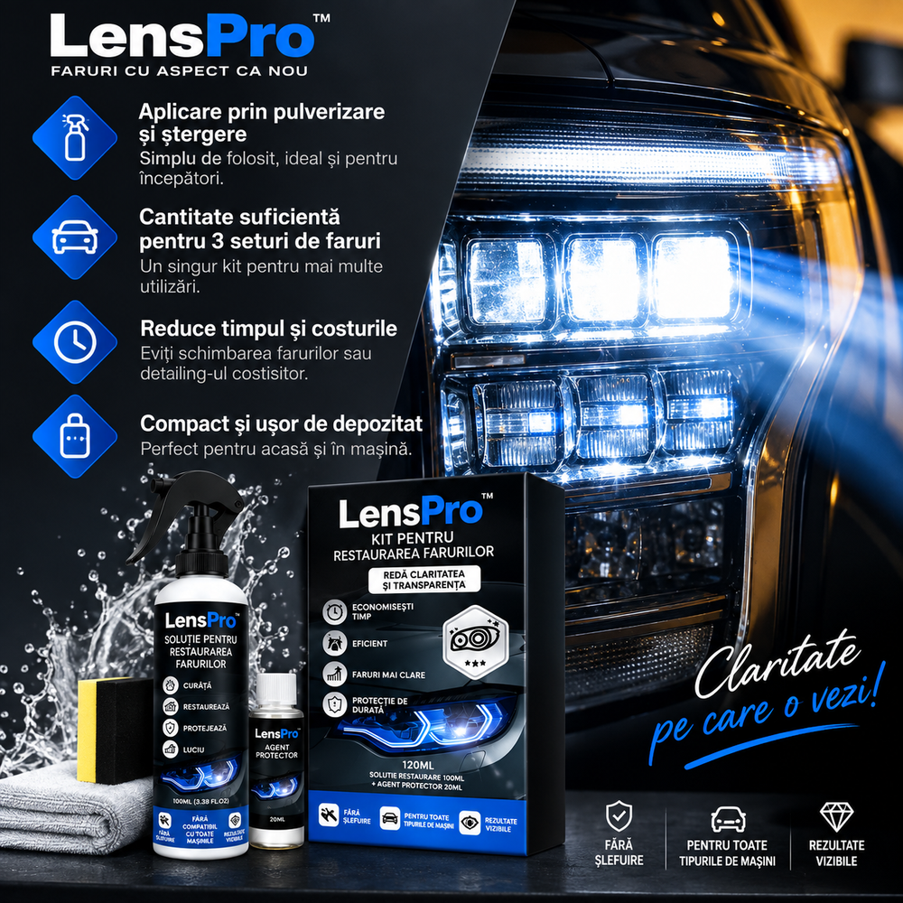 LensPro™ – Kit pentru Restaurarea Farurilor