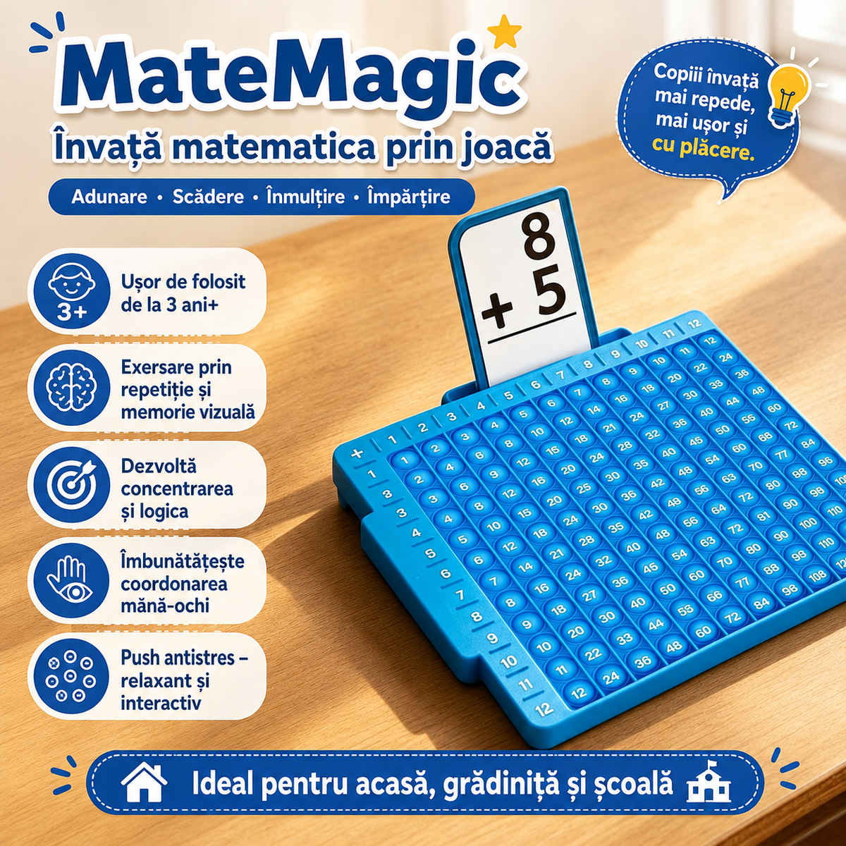 Mate Magic™ – Învață Adunarea, Scăderea, Înmulțirea și Împărțirea Rapid, prin Joacă