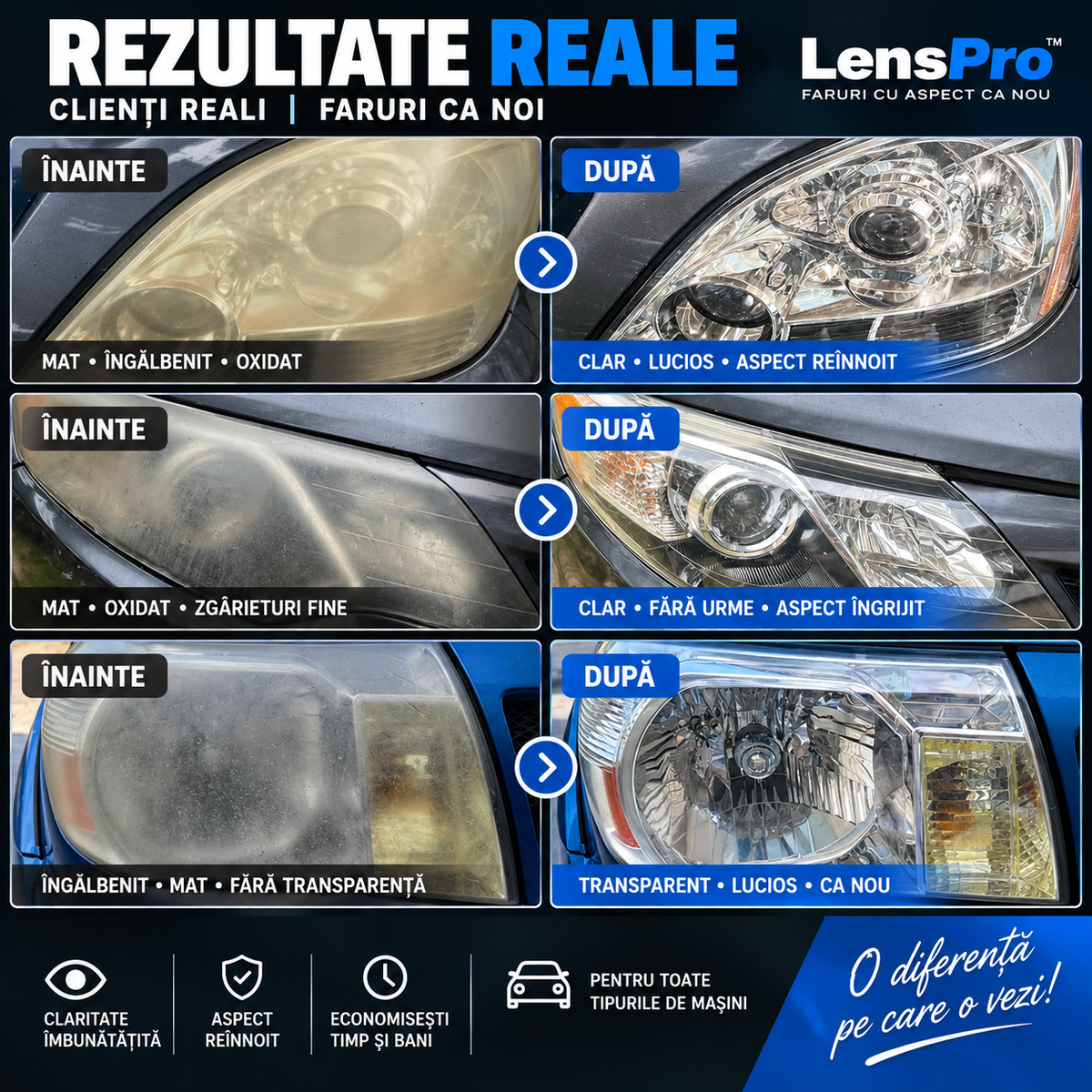 LensPro™ – Kit pentru Restaurarea Farurilor