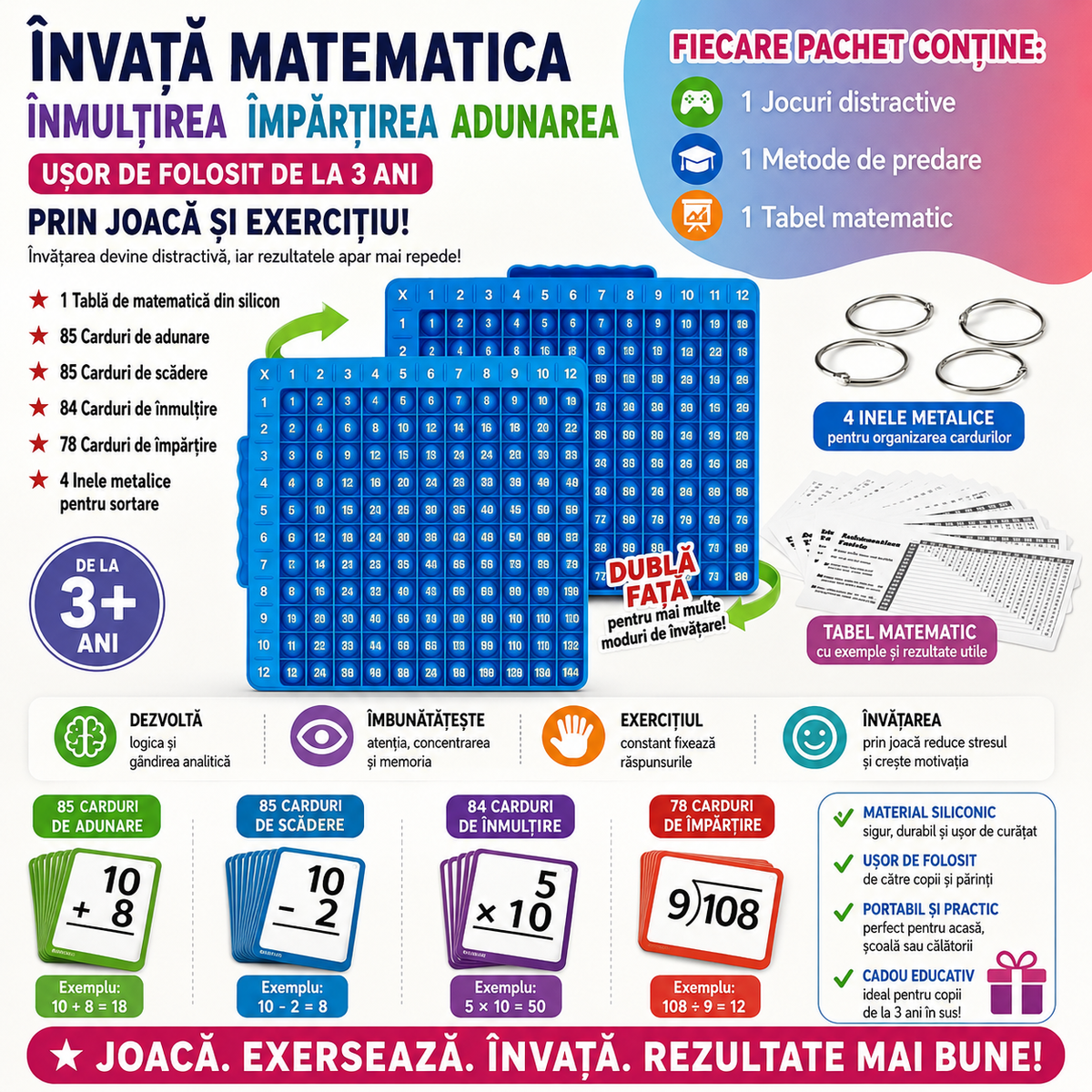 Mate Magic™ – Învață Adunarea, Scăderea, Înmulțirea și Împărțirea Rapid, prin Joacă