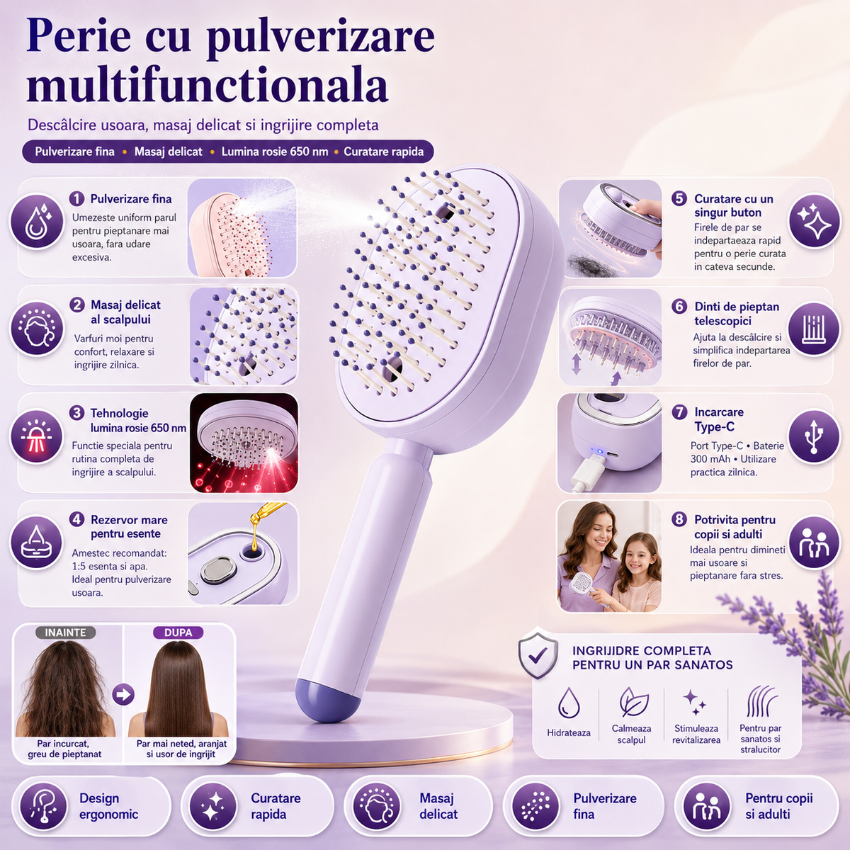 LumaMist Peria 4 in 1 Descurca Parul Instant